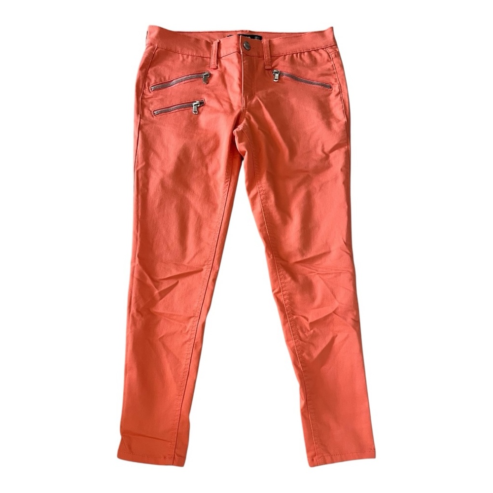 Mango Basics Women’s Cropped Pants – Size 6, Coral with Zipper Details
